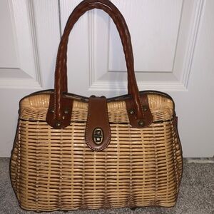 Patricia Nash Wicker/Leather Handbag.   Vintage 1960’s look 4mm defect See pic